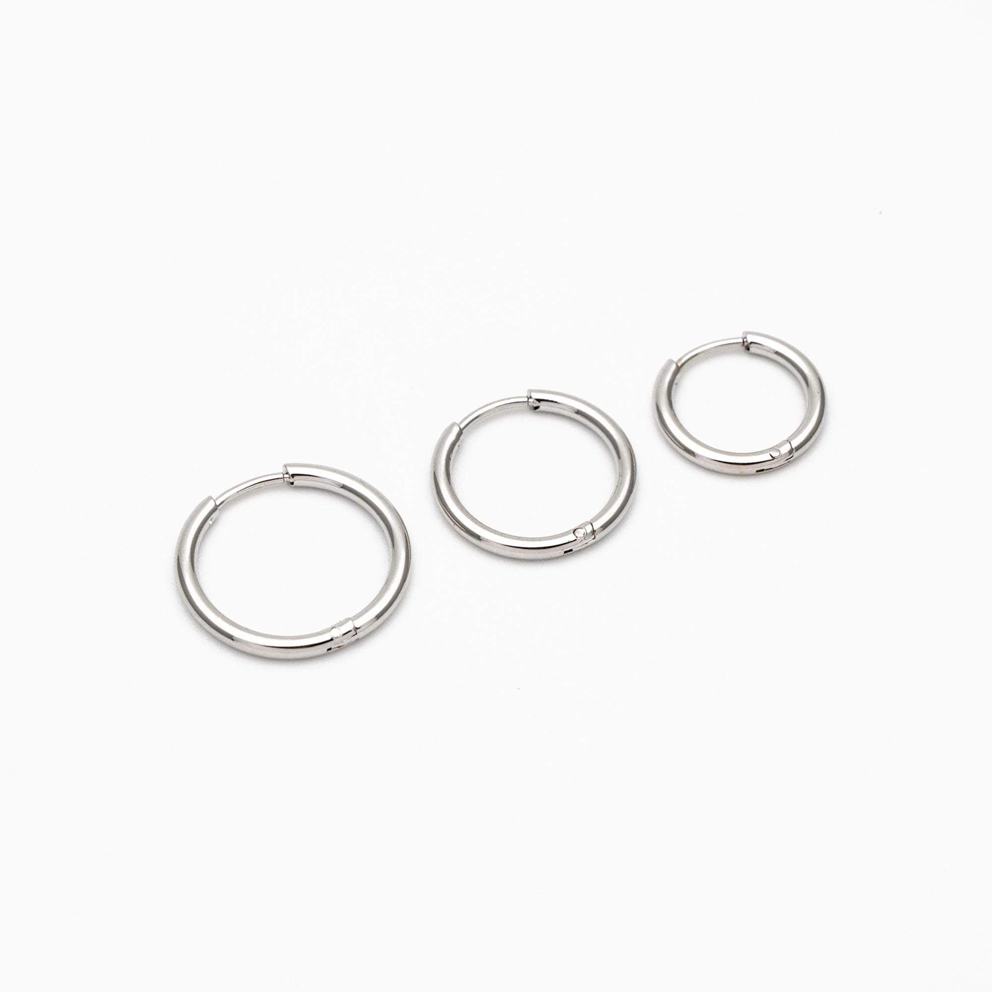 10pcs Gold/ Silver Rose Gold Huggie Hoop Earrings 14/ 16/ 18mm, Stainless Steel Hoops, Simple Hoops 1.6mm thick (GB-2200)